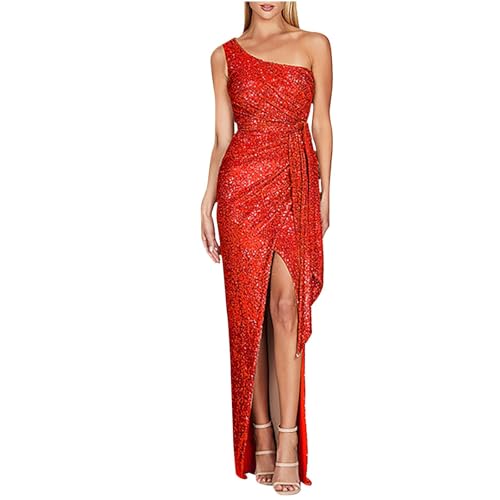 Women's One Shoulder Sequin Prom Dresses for Formal Events
| High Slit Sparkly Long Bodycon Prom Dress for Evening Gown