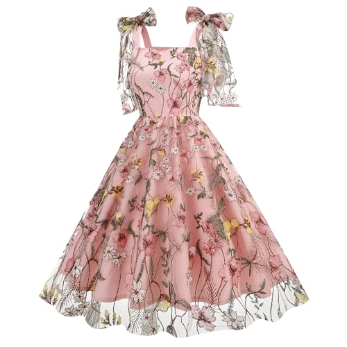 IWEMEK Women's Sweetheart Flower Embroidery Tie Strap Tulle Prom Dress for Formal Party Short Homecoming Events
| IWEME