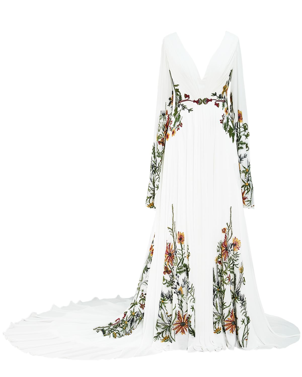 Lxhome Floral Embroidered V Neck Bridal Gowns for Women Wedding Dresses
| Lxhome Long Sleeves Boho Wedding Dresses for