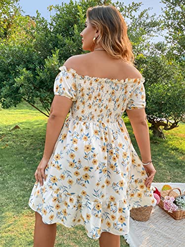 Floerns Women's Plus Size Ruffle Off Shoulder Floral Print Short Summer Dress for Casual Wear | Elegant and Comfortable