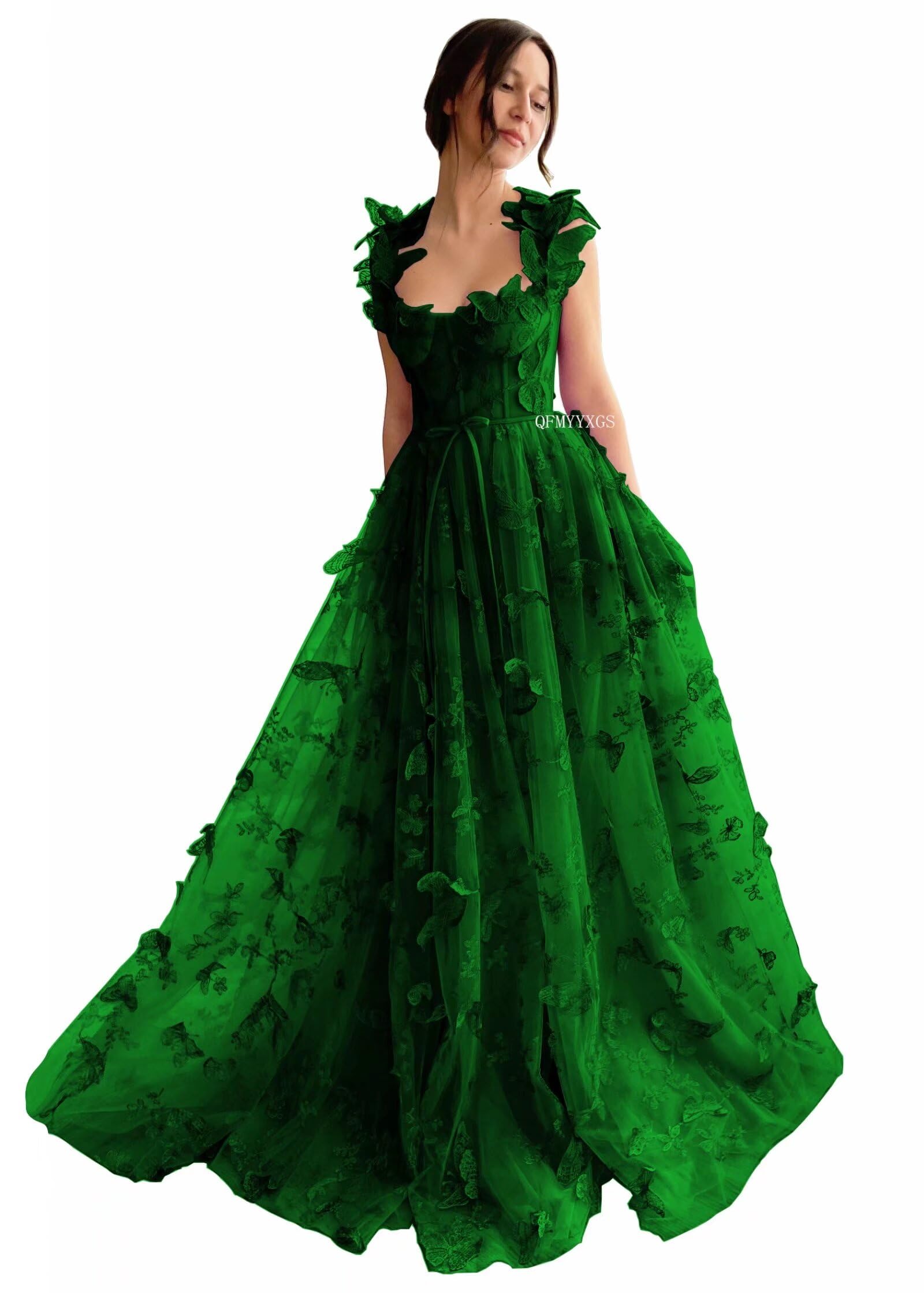 QFMYYXGS 3D Butterfly Tulle Prom Dresses for Women
| QFMYYXGS Long Lace Applique Ball Gown Formal Evening Party Gown
|