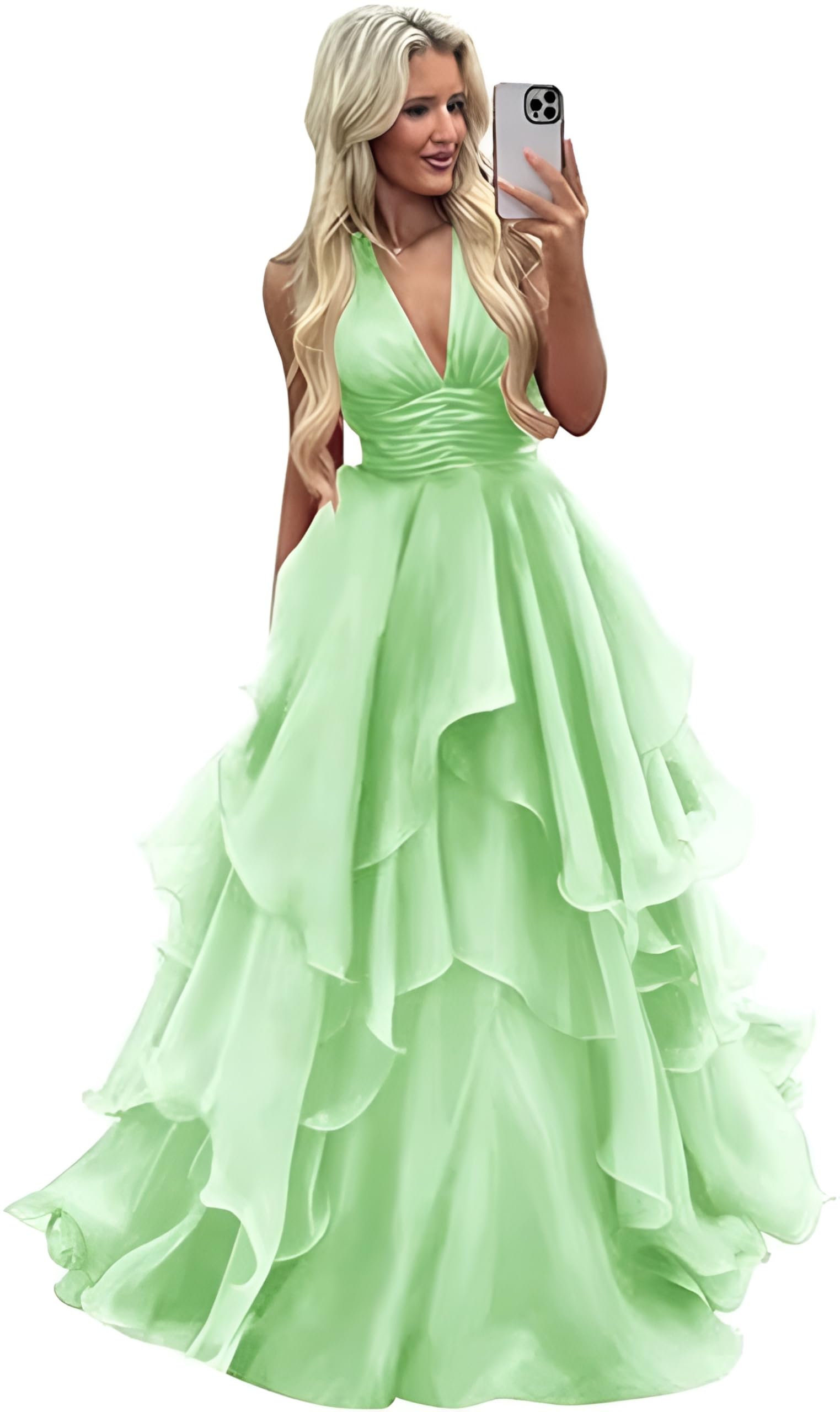 Neejafrog Glitter Tiered Tulle A Line Backless Prom Dress for Women Formal Evening Party
| Neejafrog Puffy Lace Ruffles